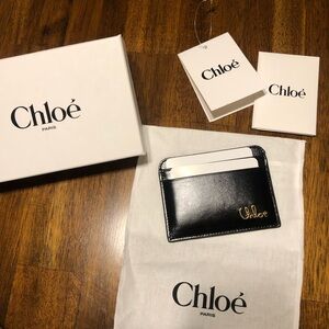 NIB $395 Chloé Iconic Shiny Leather Card Case in SHINY BLACK!